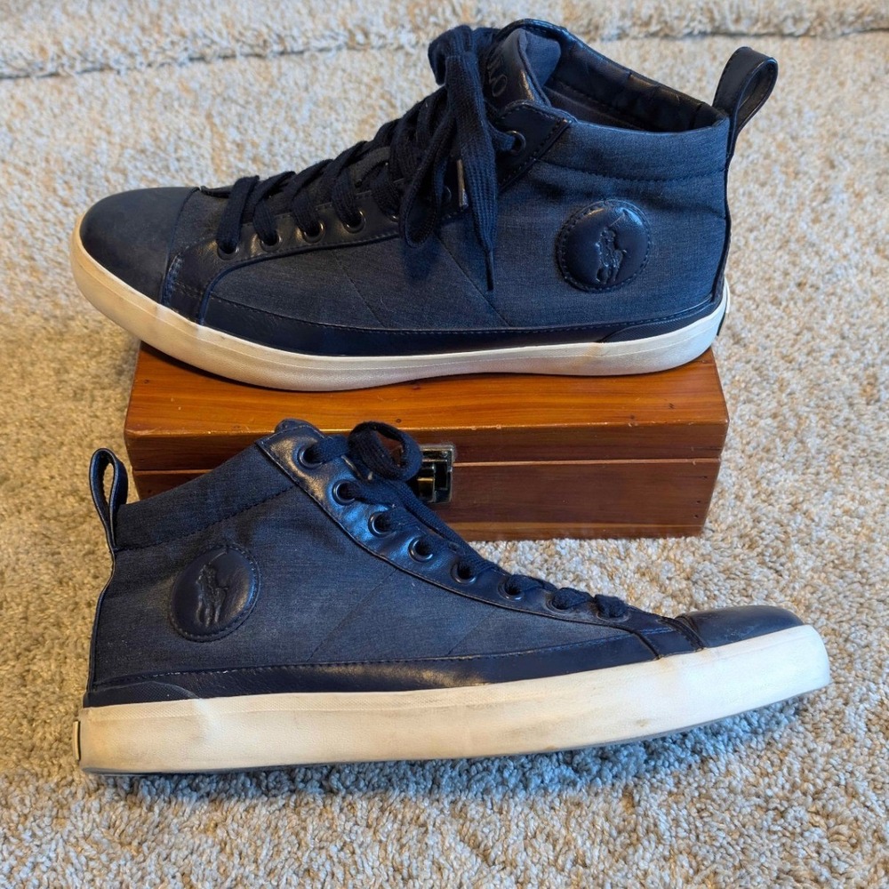 Polo Ralph Lauren Clarke Navy Sneakers Mens Size 9D
